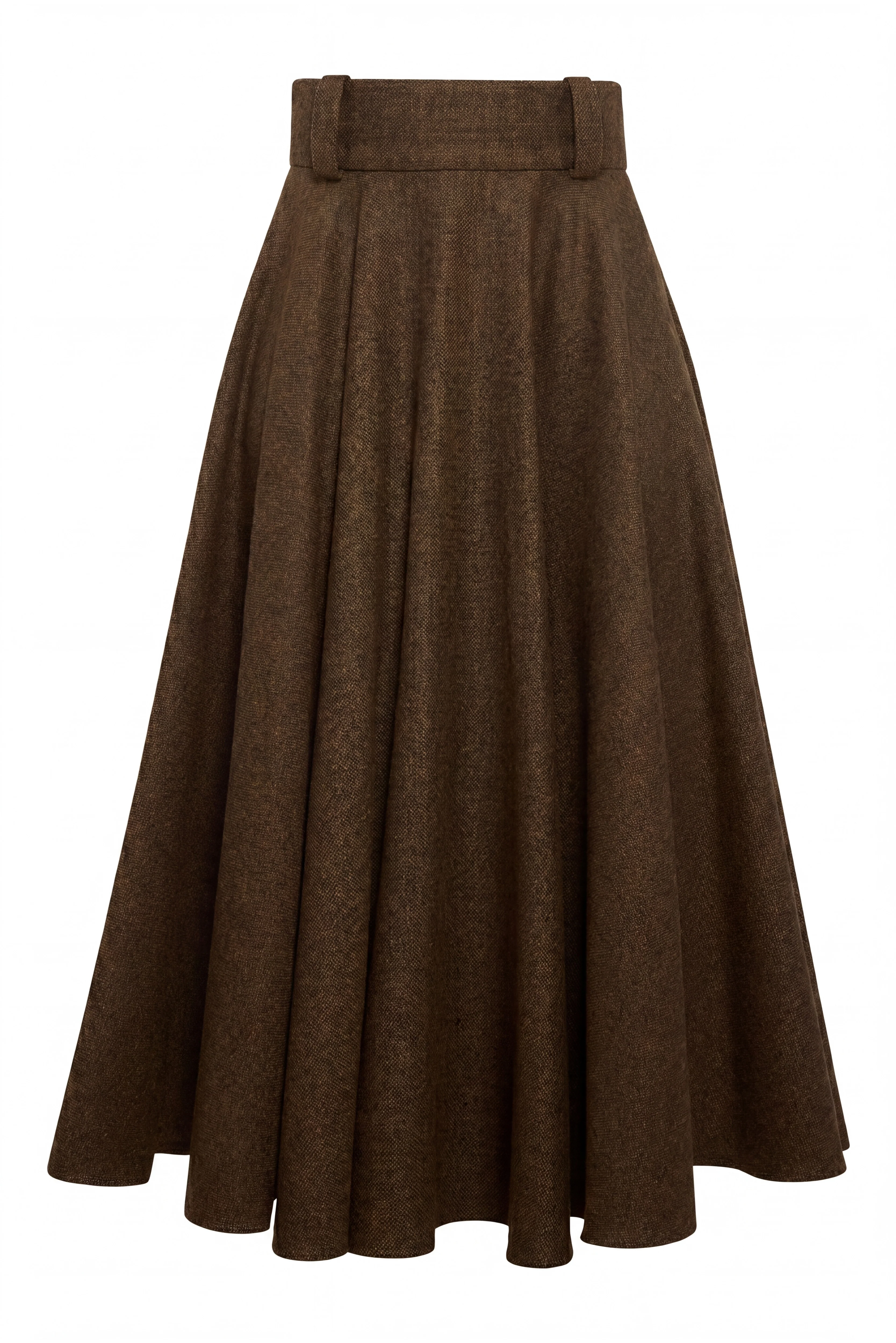 360 Maxi Tweed Circle Skirt (Tobacco Herringbone) - Image 7
