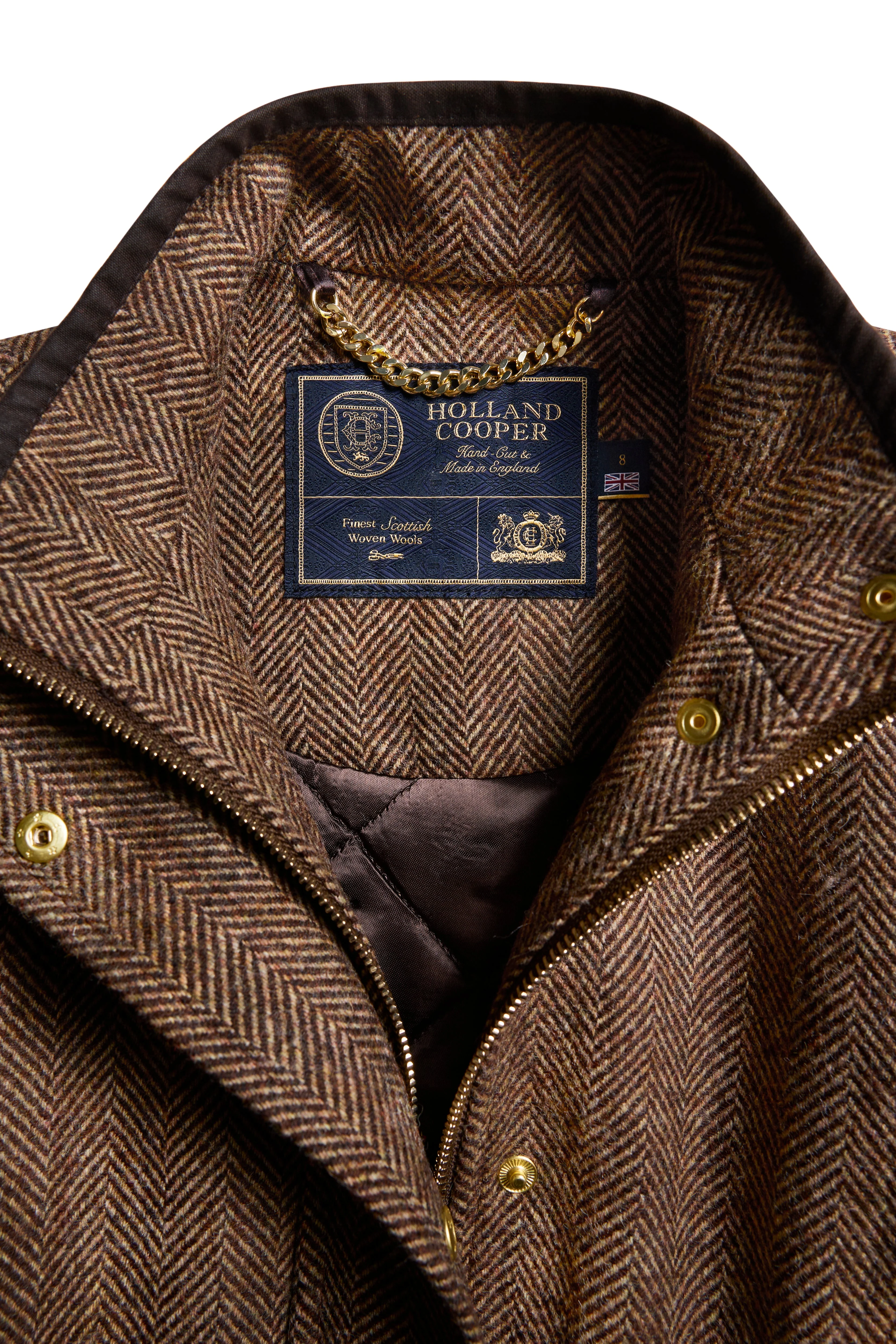 Country Classic Tweed Gilet (Large Scale Brown Herringbone) - Image 9