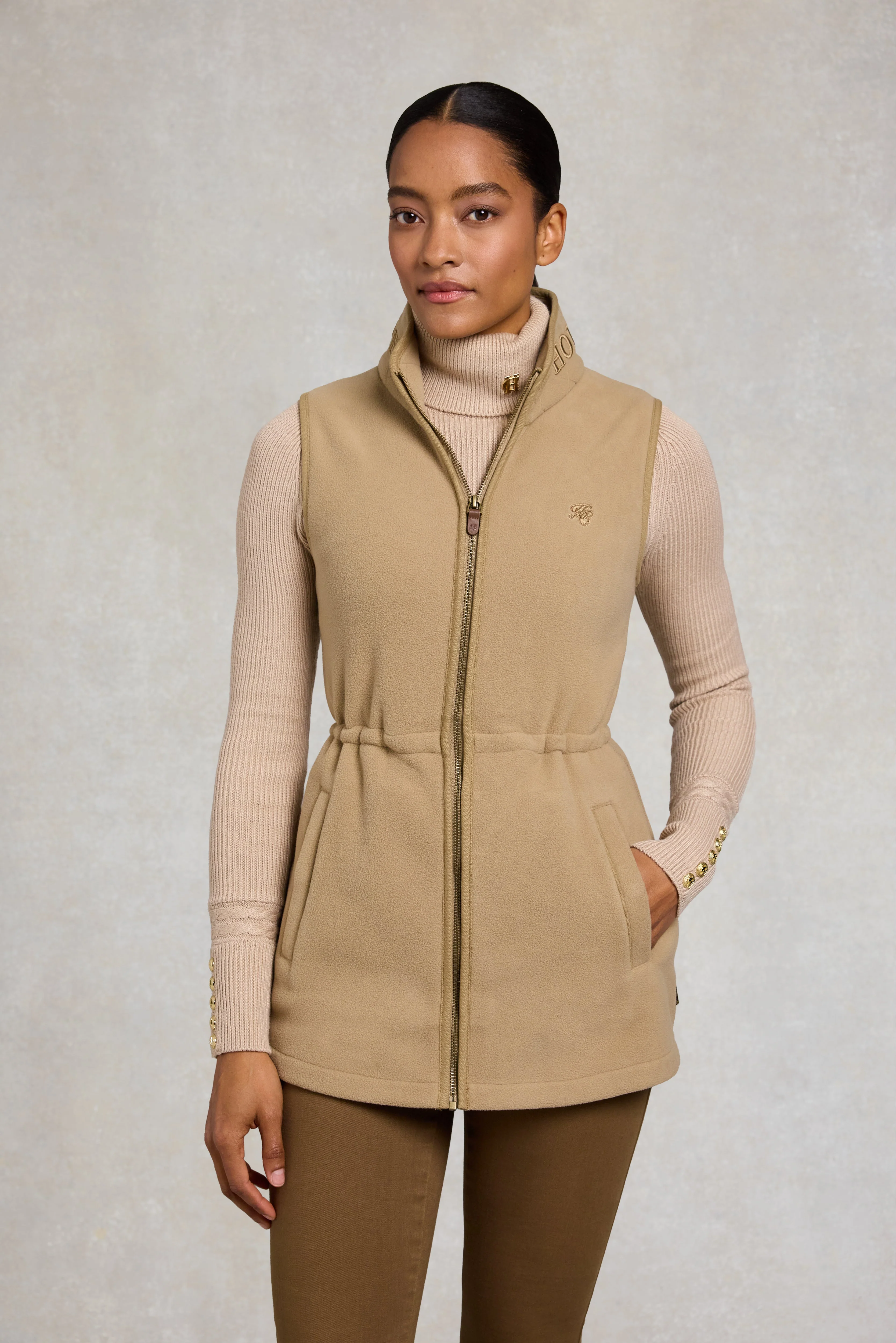 Country Longline Fleece Gilet (Sand)
