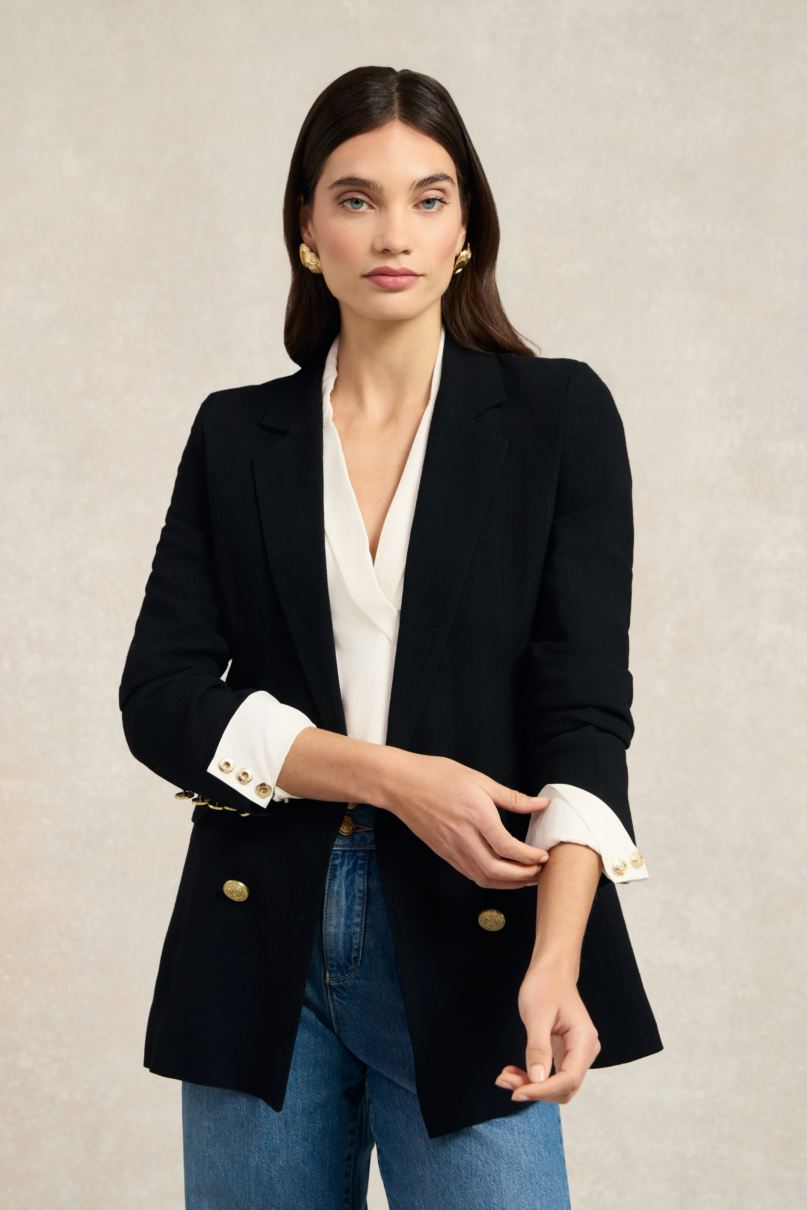 Double Breasted Blazer (Black Linen) - Image 11