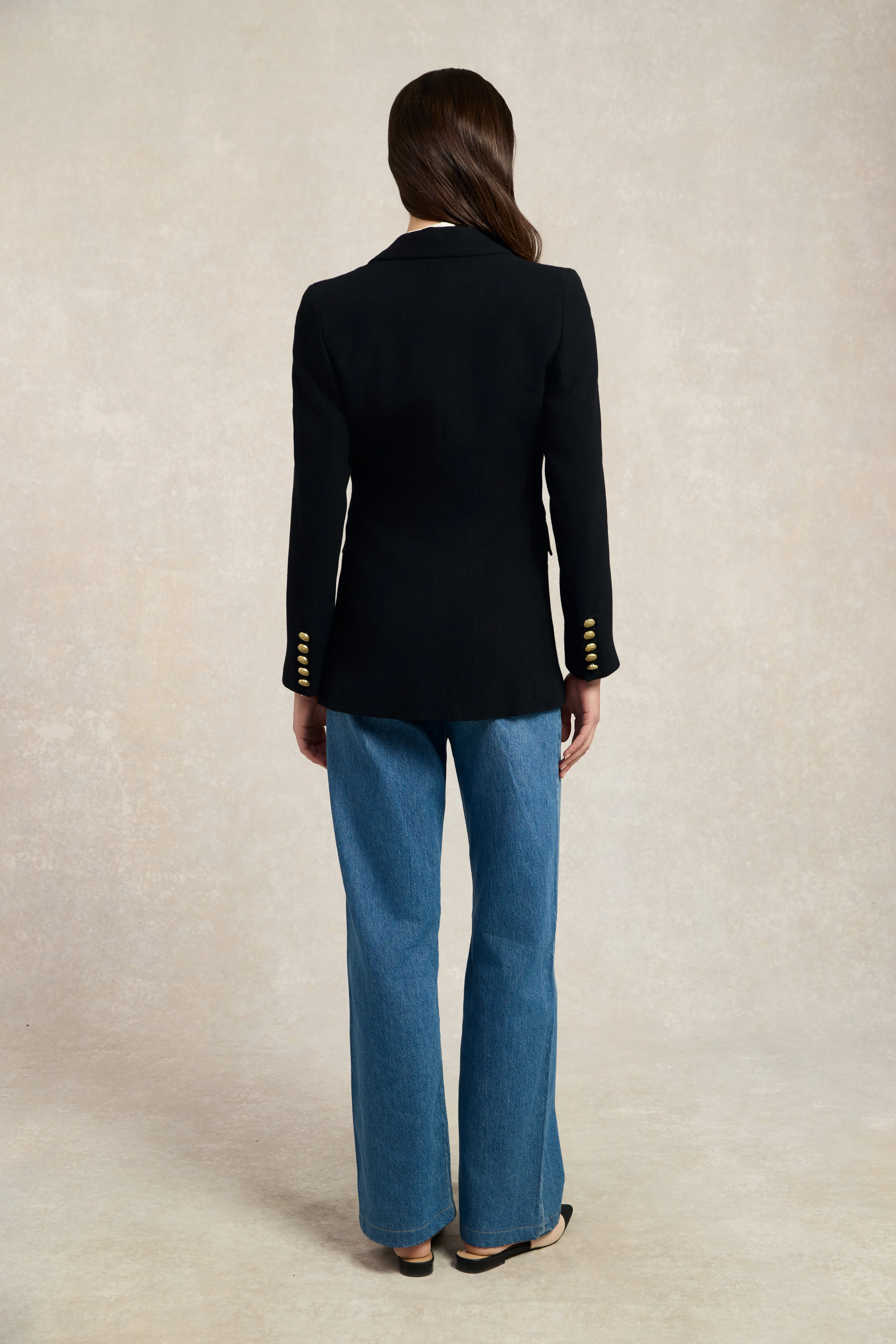 Double Breasted Blazer (Black Linen) - Image 15