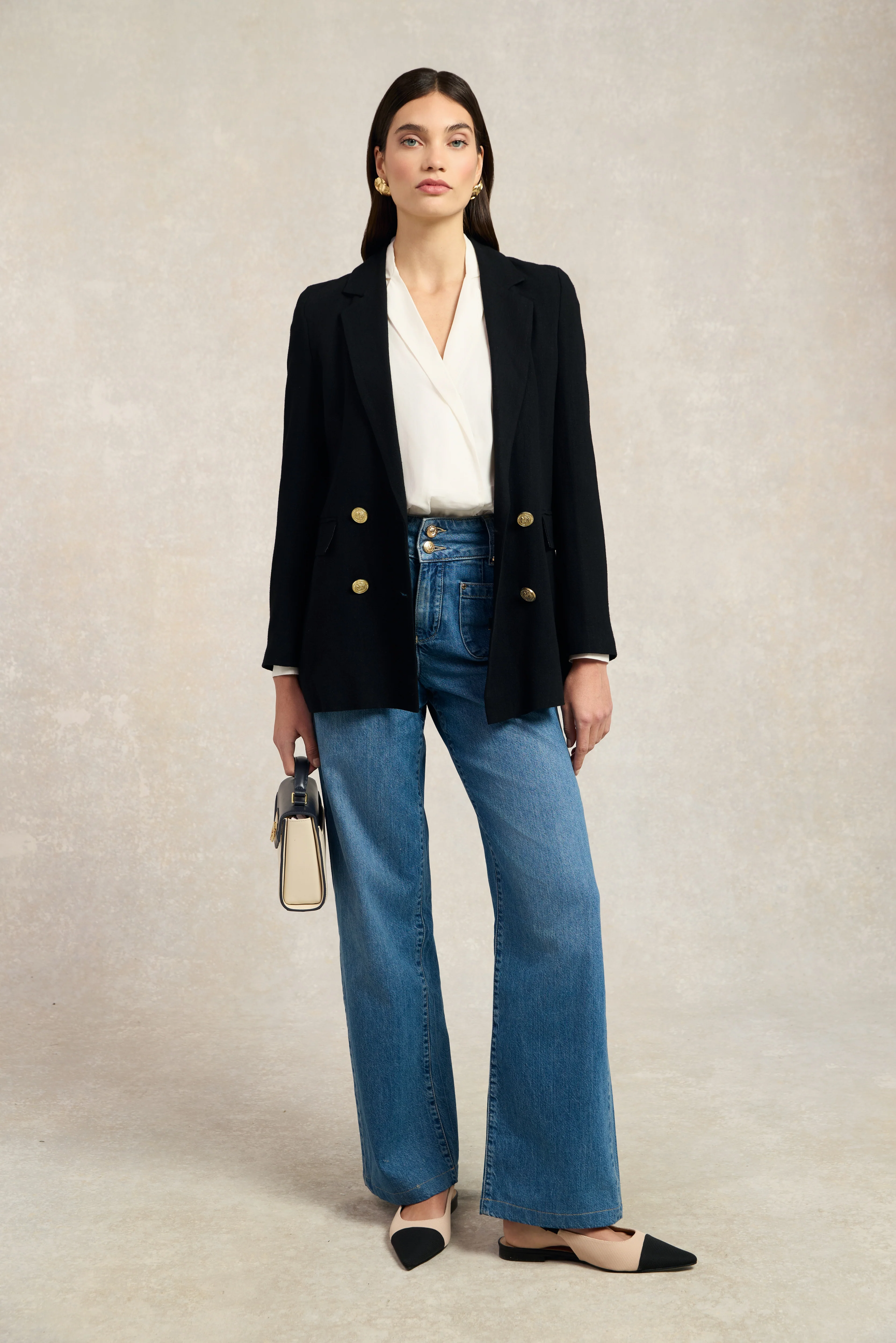 Double Breasted Blazer (Black Linen) - Image 16