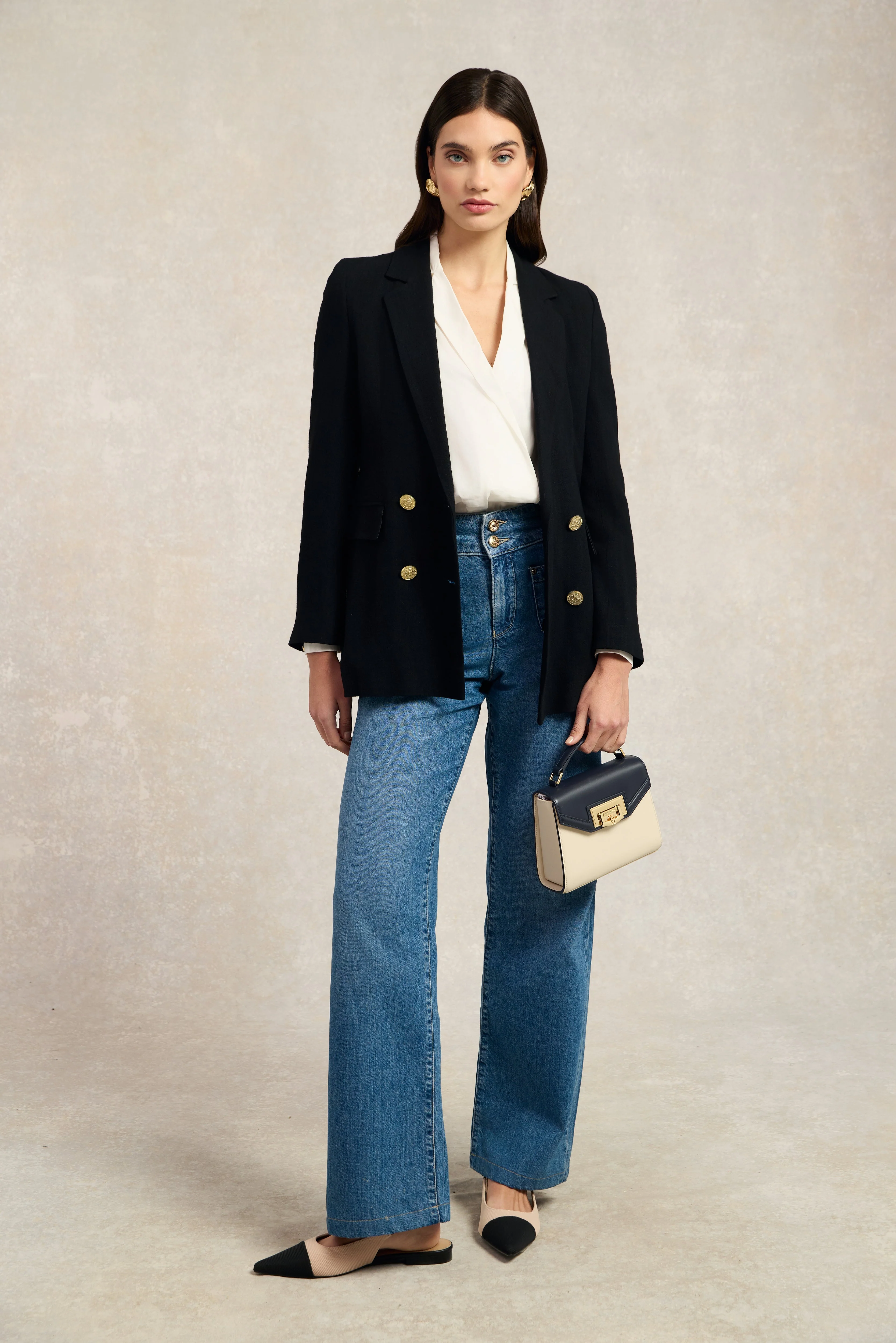 Double Breasted Blazer (Black Linen) - Image 6