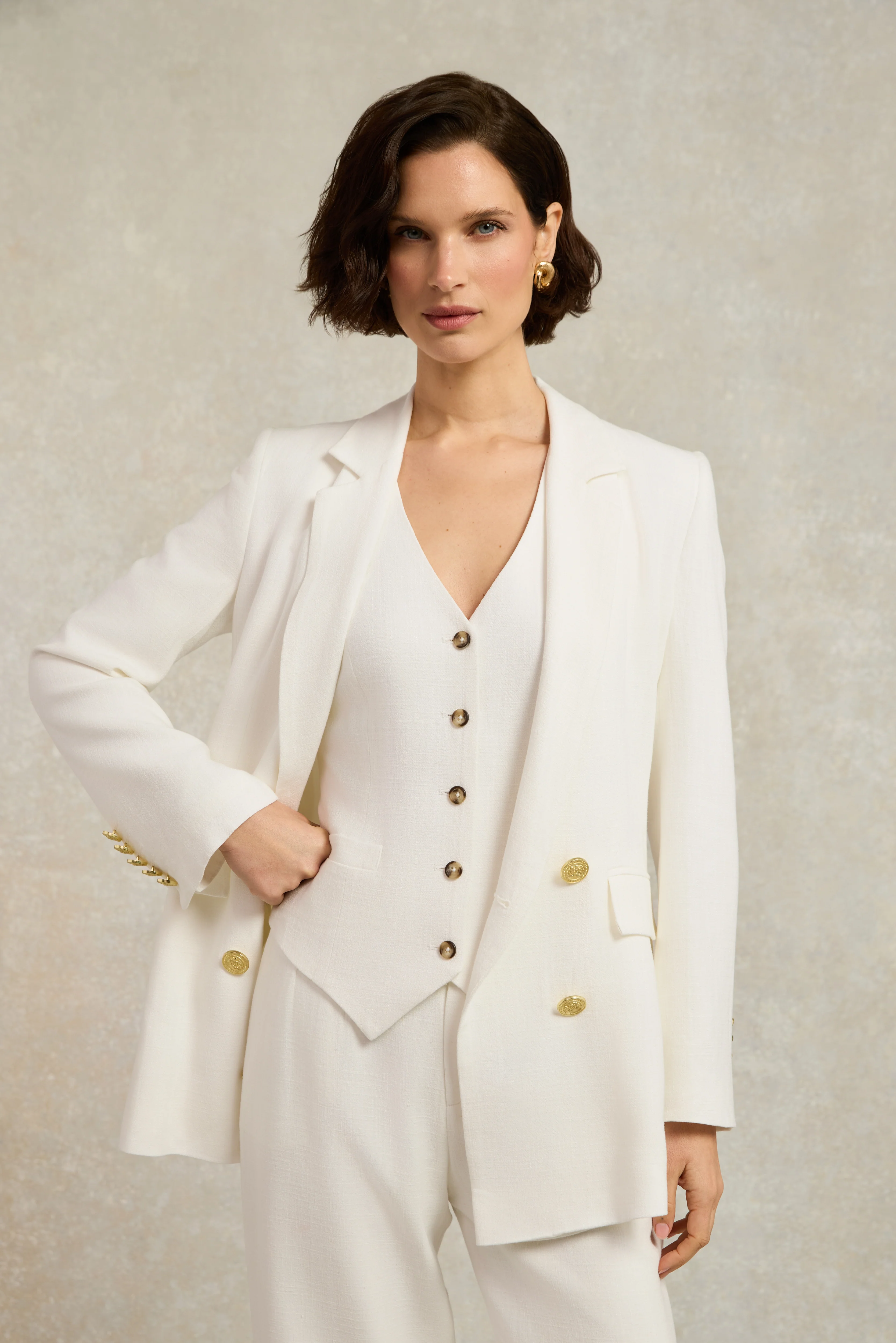 Double Breasted Blazer (Oyster Linen) - Image 6