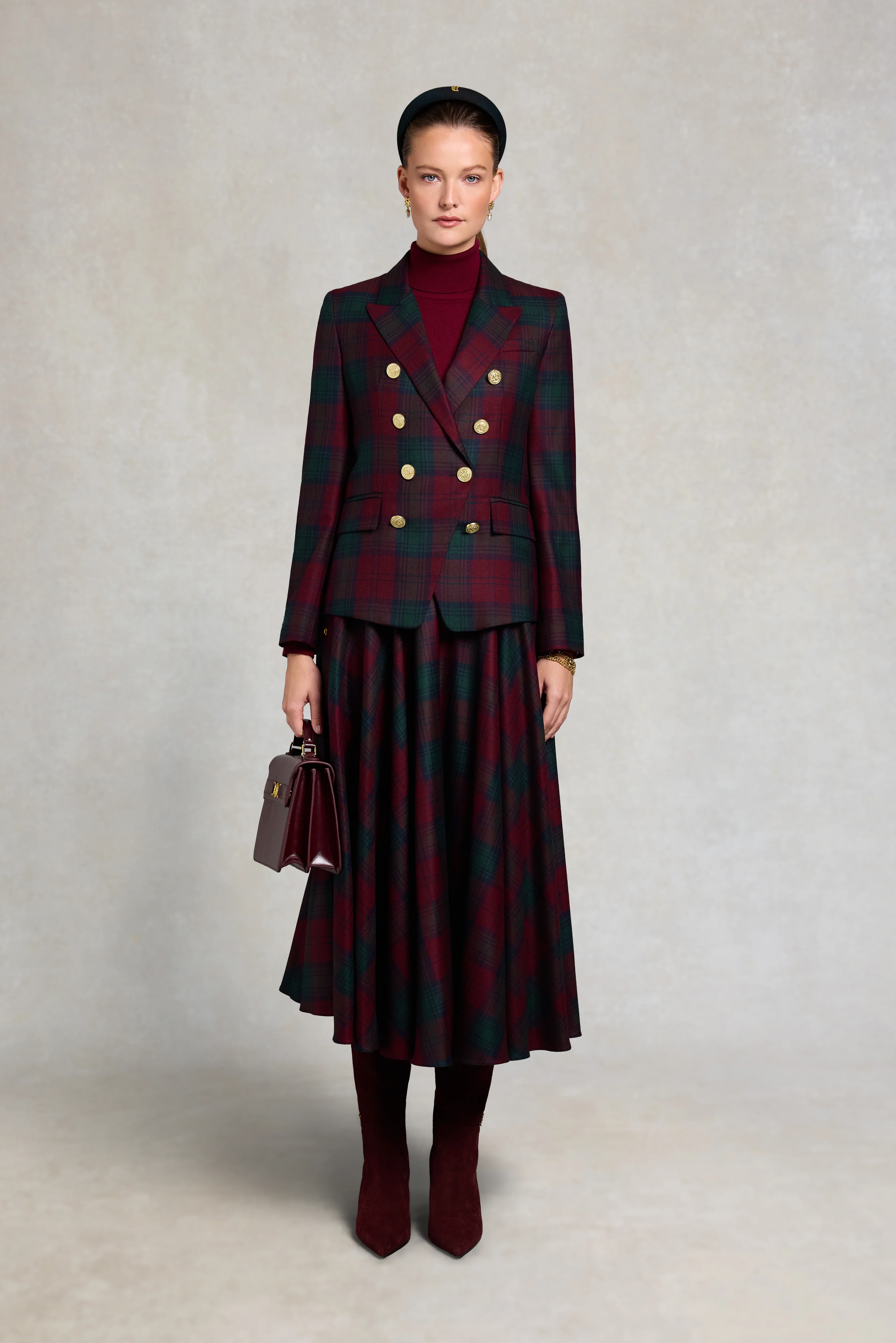 360 Maxi Tweed Circle Skirt (Mulberry Tartan) - Image 4