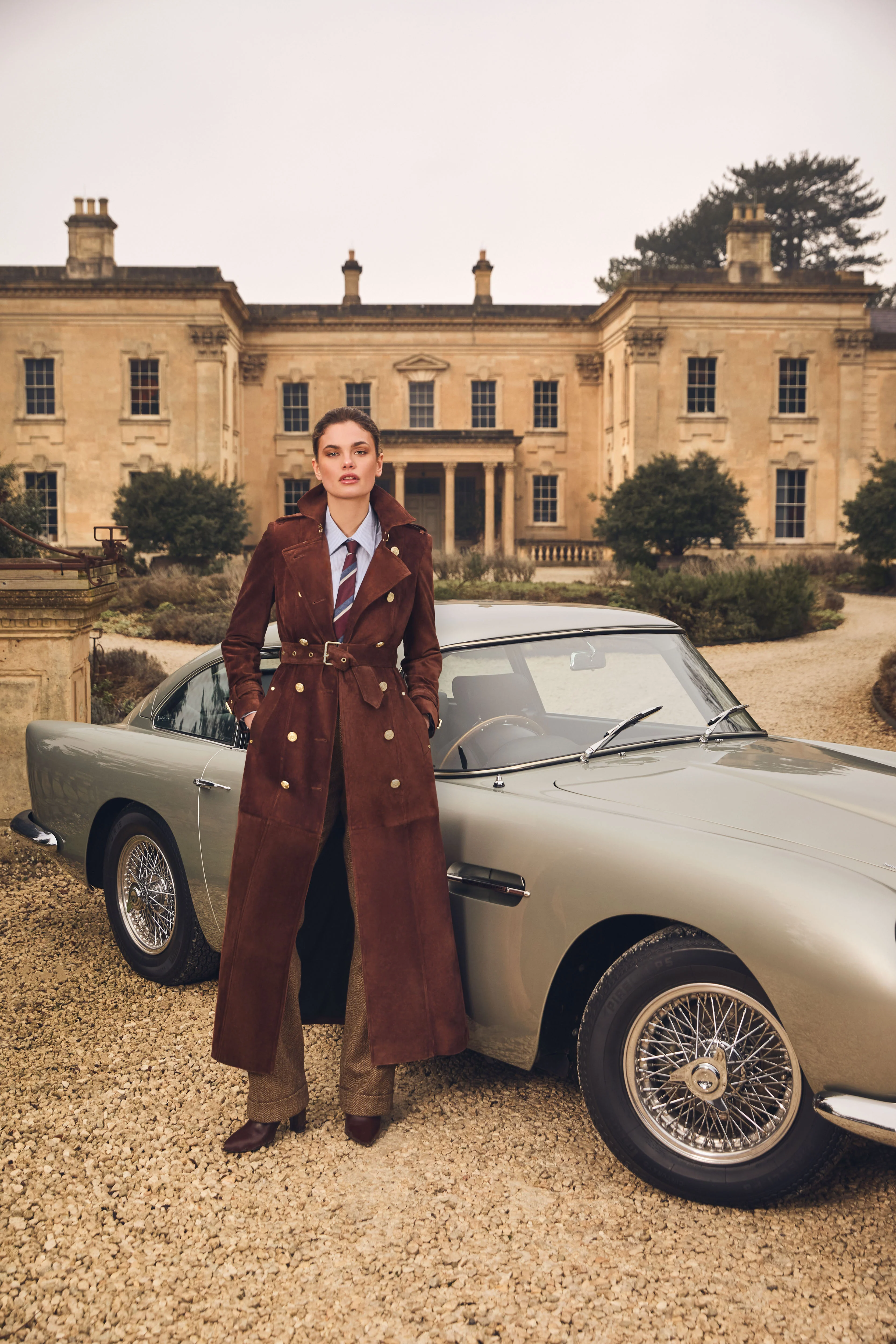 Full Length Marlborough Trench Coat (Chocolate Suede) - Image 12