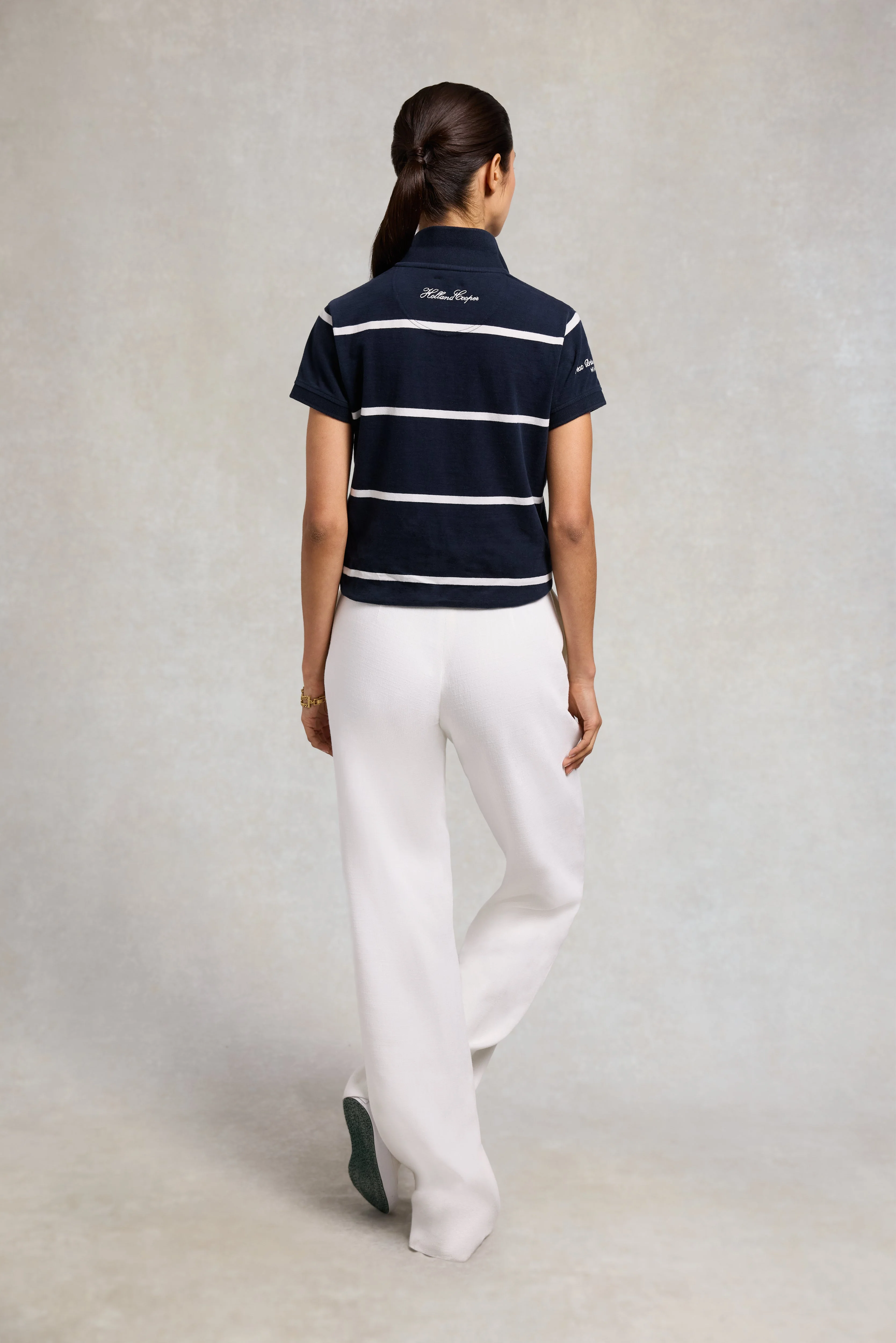 Heritage Short Sleeve Stripe Polo Shirt (Ink Navy) - Image 6