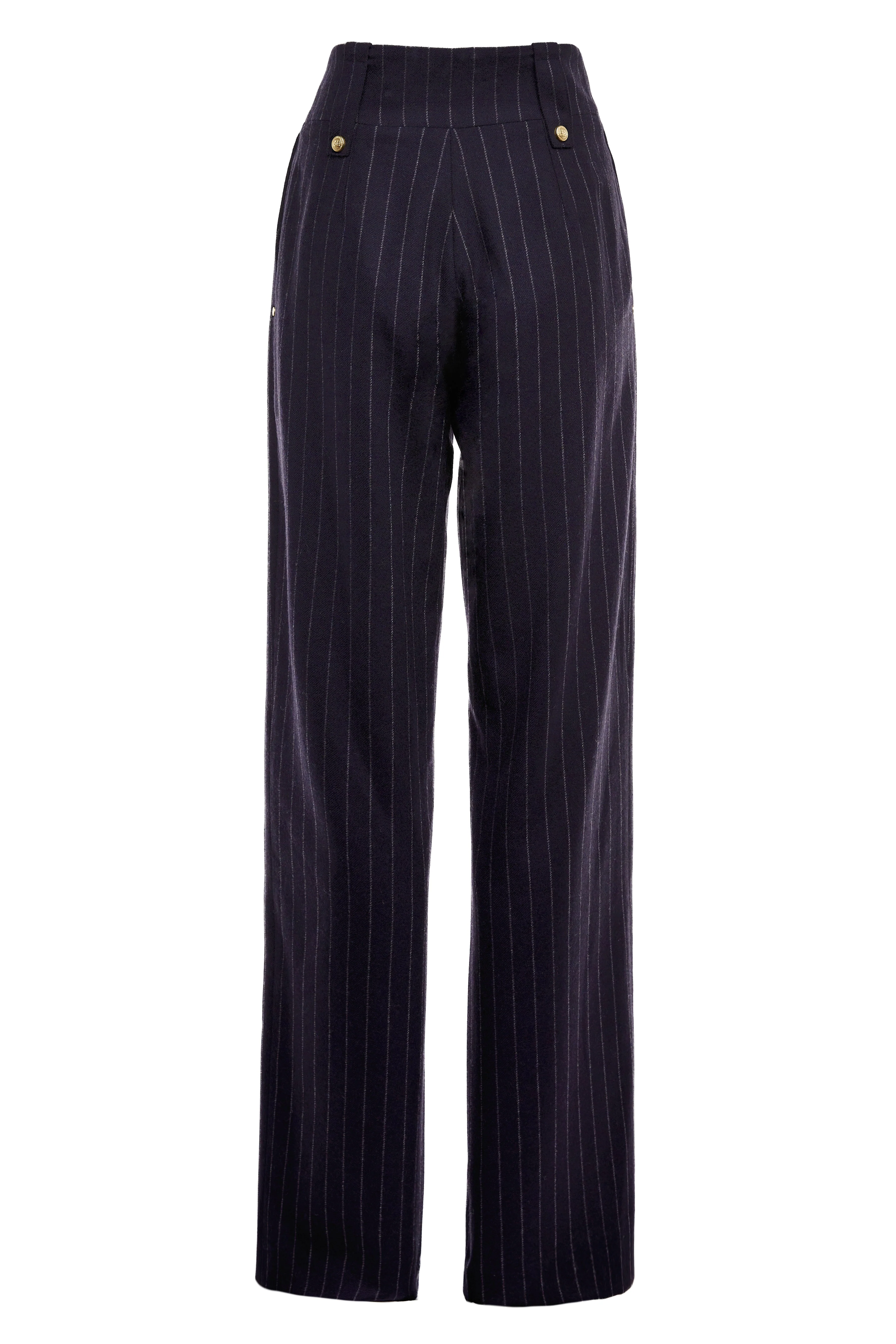 High Waisted Straight Trouser (Navy Chalk Pinstripe) - Image 7