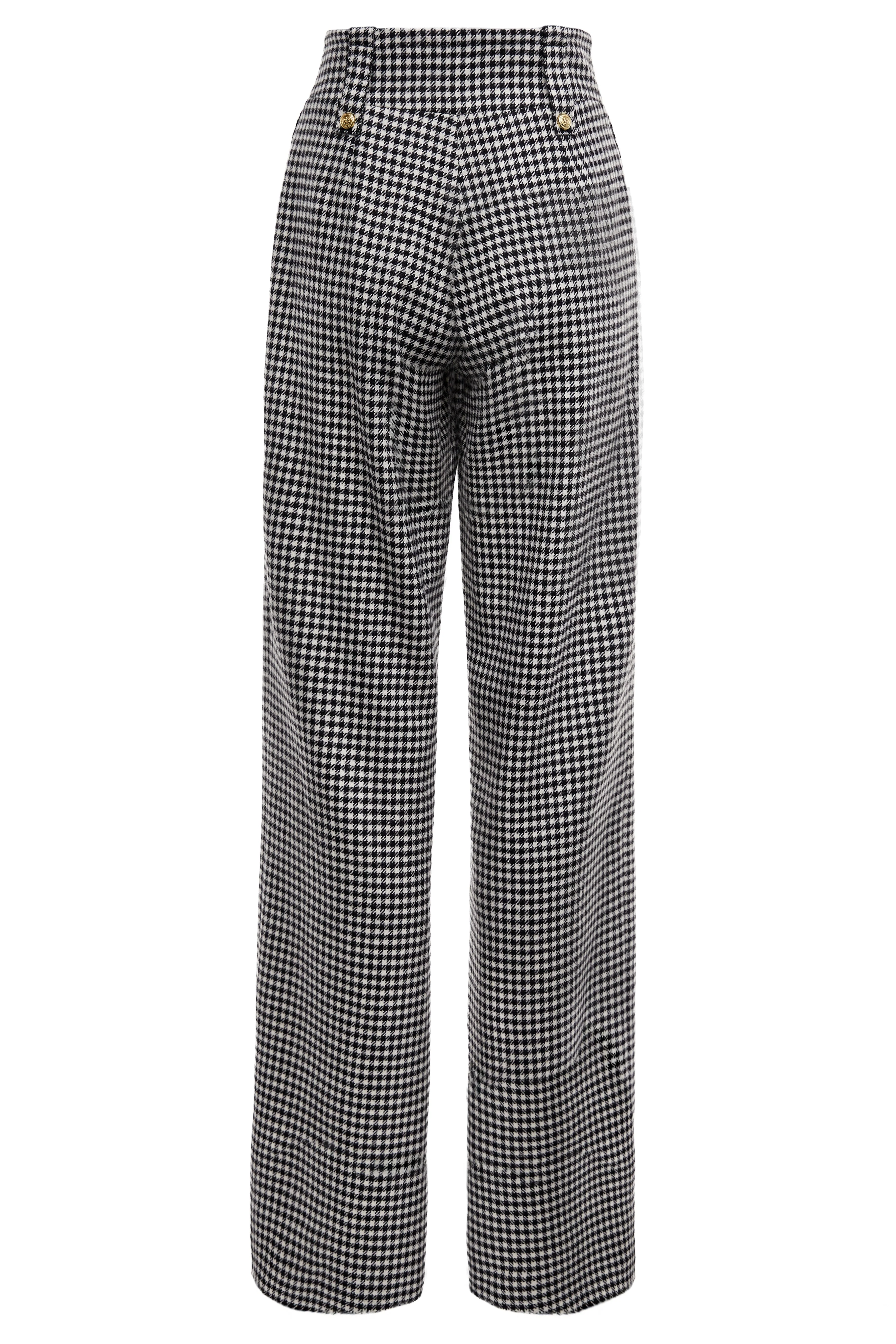 High Waisted Straight Trouser (Black & White Puppy Tooth) - Image 8