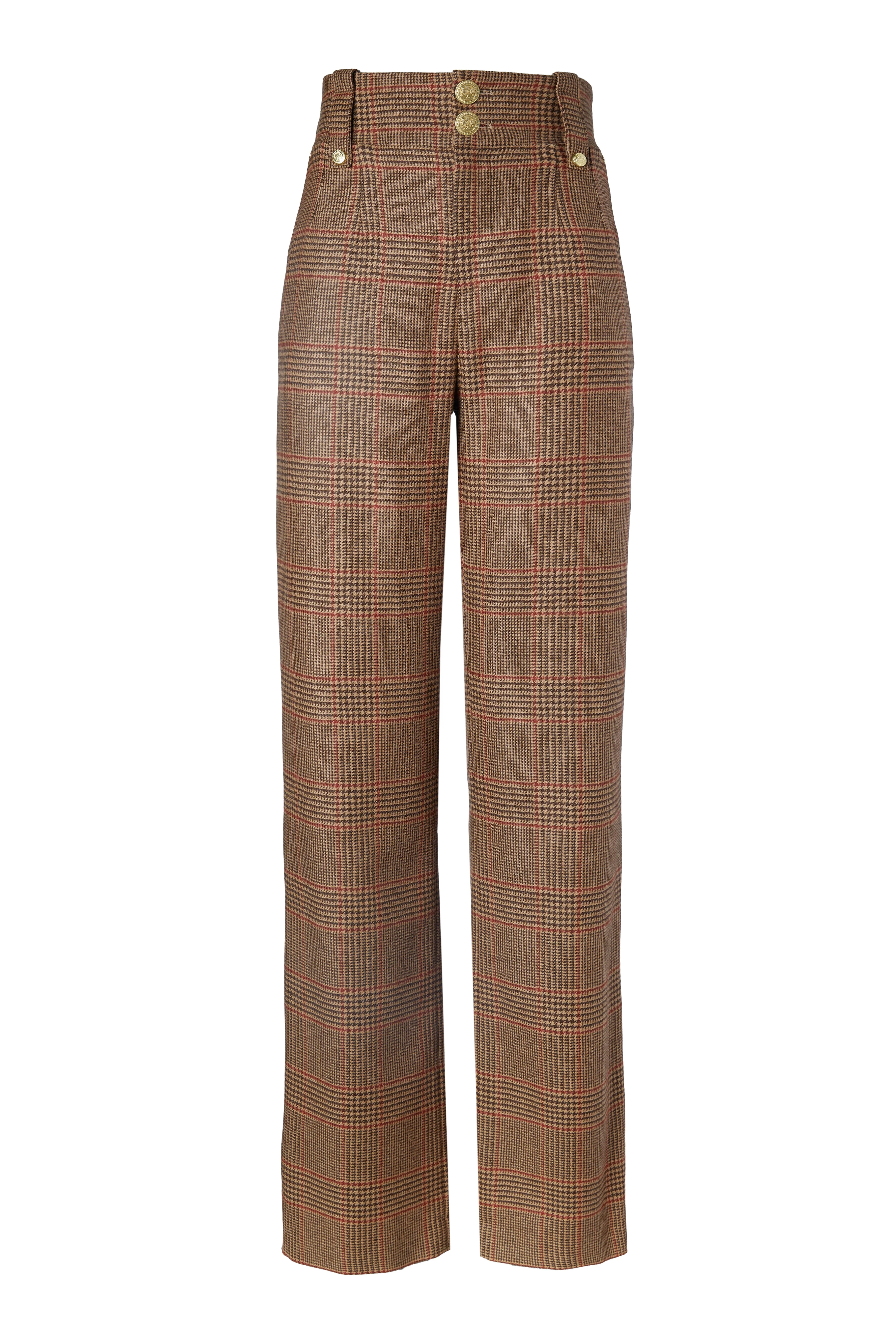 High Waisted Straight Trouser (Clarence Check Merlot) - Image 4