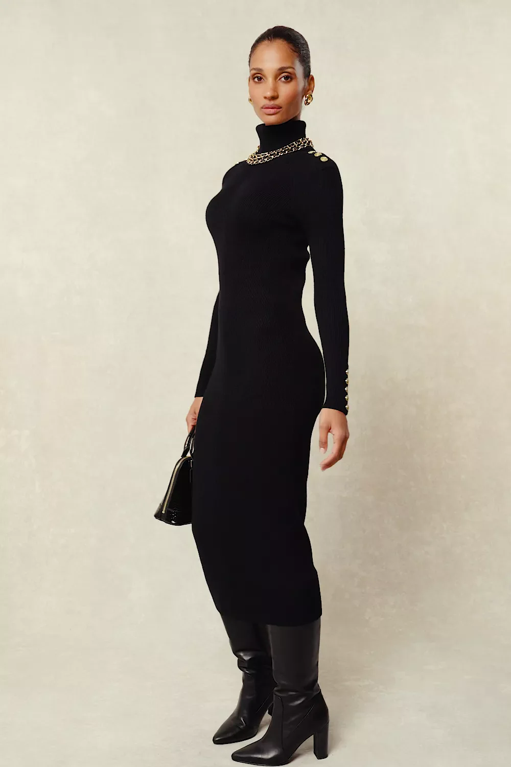 Kensington Midi Jumper Dress (Black) - Image 10