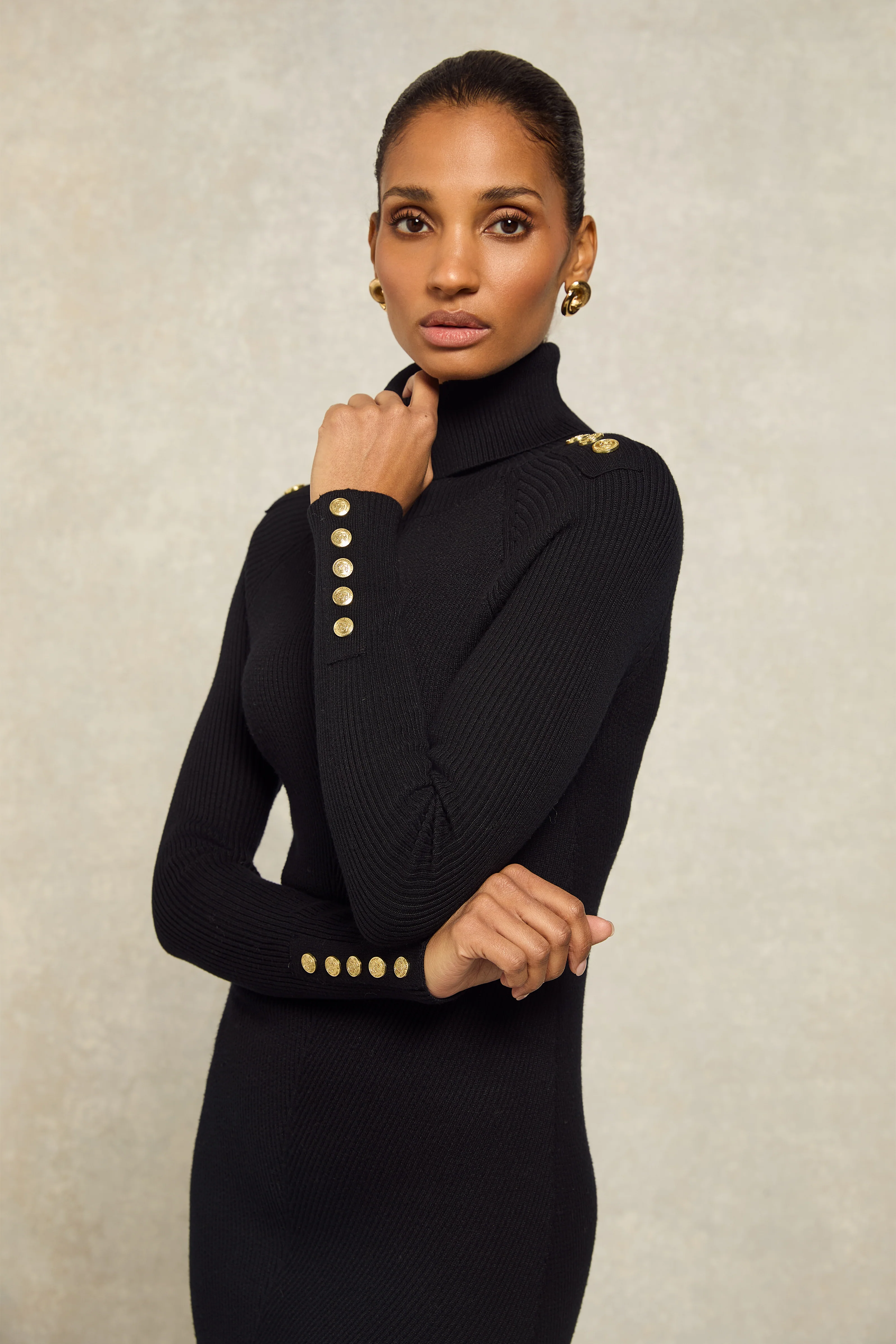 Kensington Midi Jumper Dress (Black) - Image 2