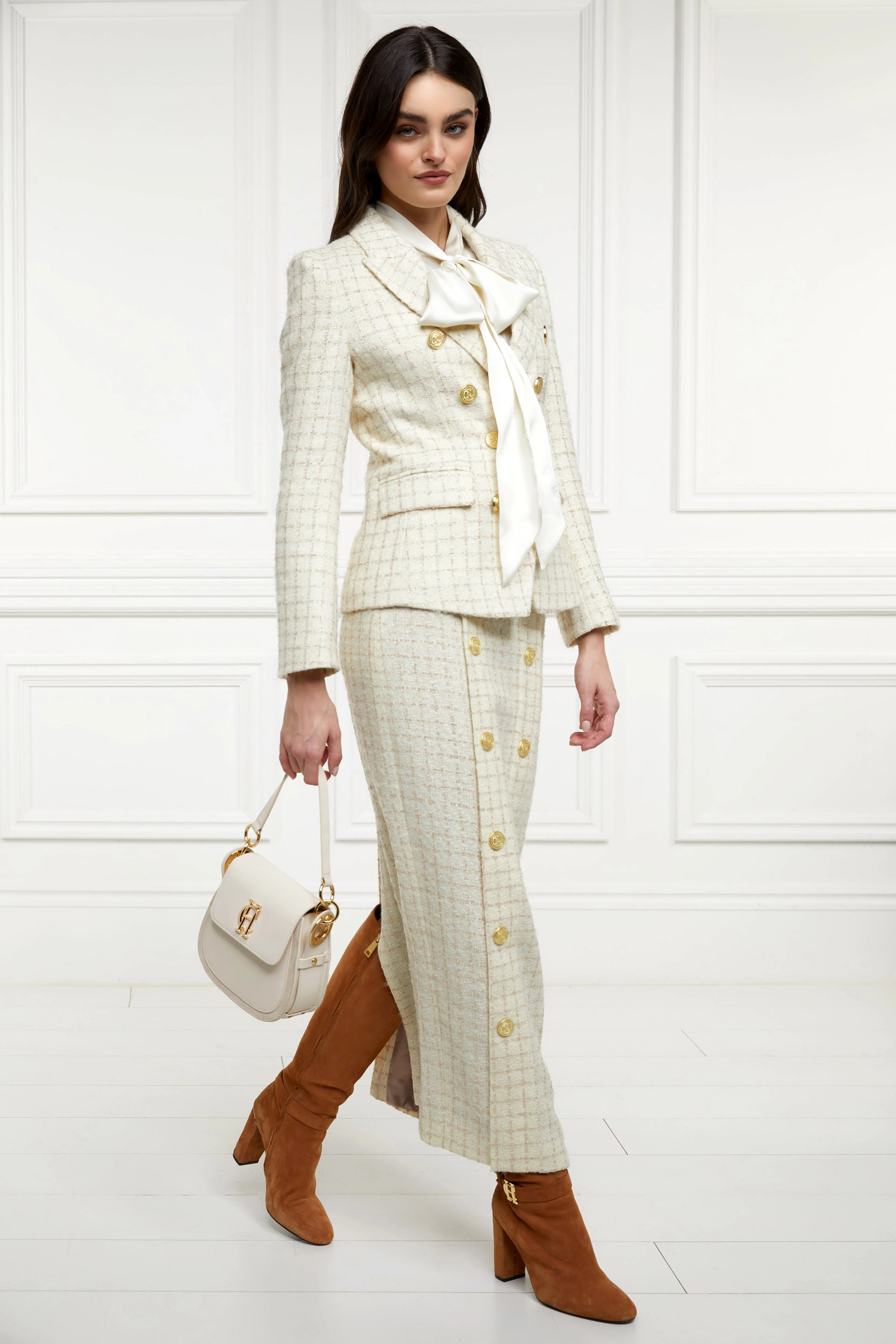 Knightsbridge Maxi Skirt (Ivory Sparkle Tweed) - Image 3