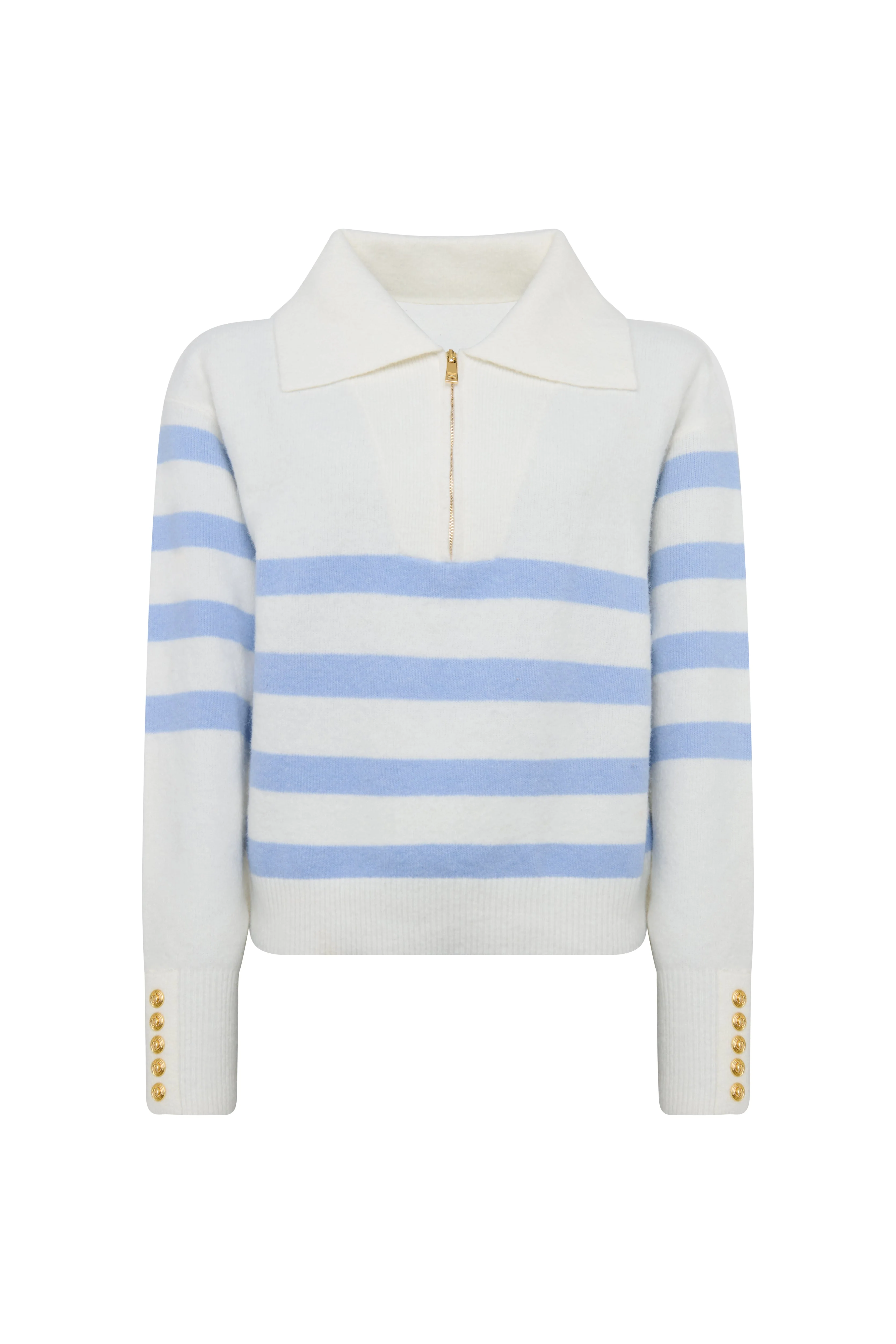 Lydia Quarter Zip Knit (Natural Powder Blue) - Image 8