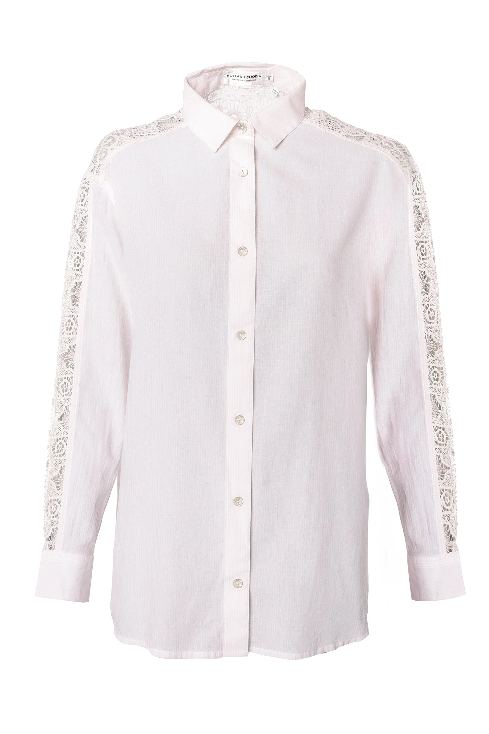 Oversized Cotton Lace Shirt (Pink Stripe) - Image 4