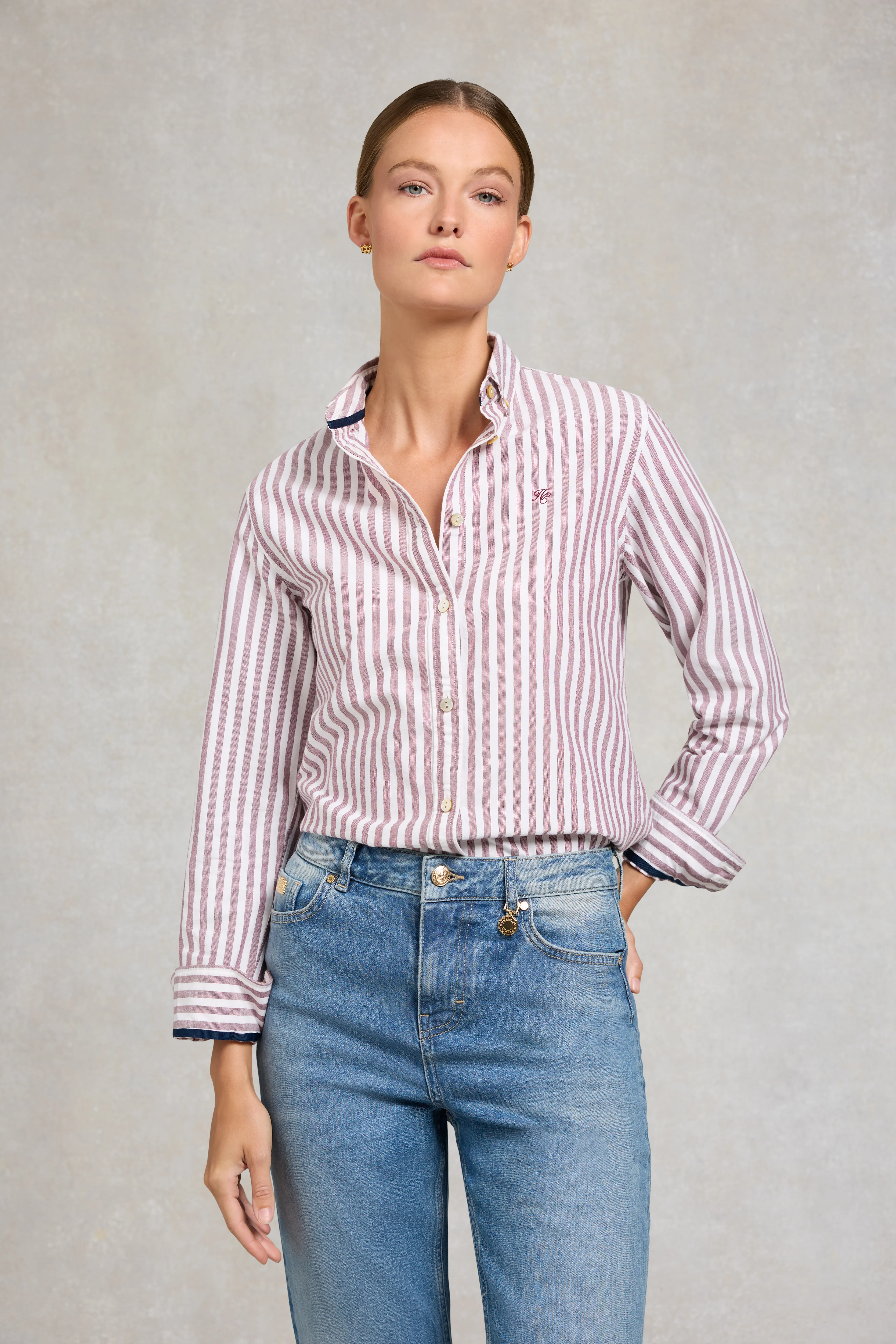 Oxford Shirt (Burgundy Stripe) - Image 7