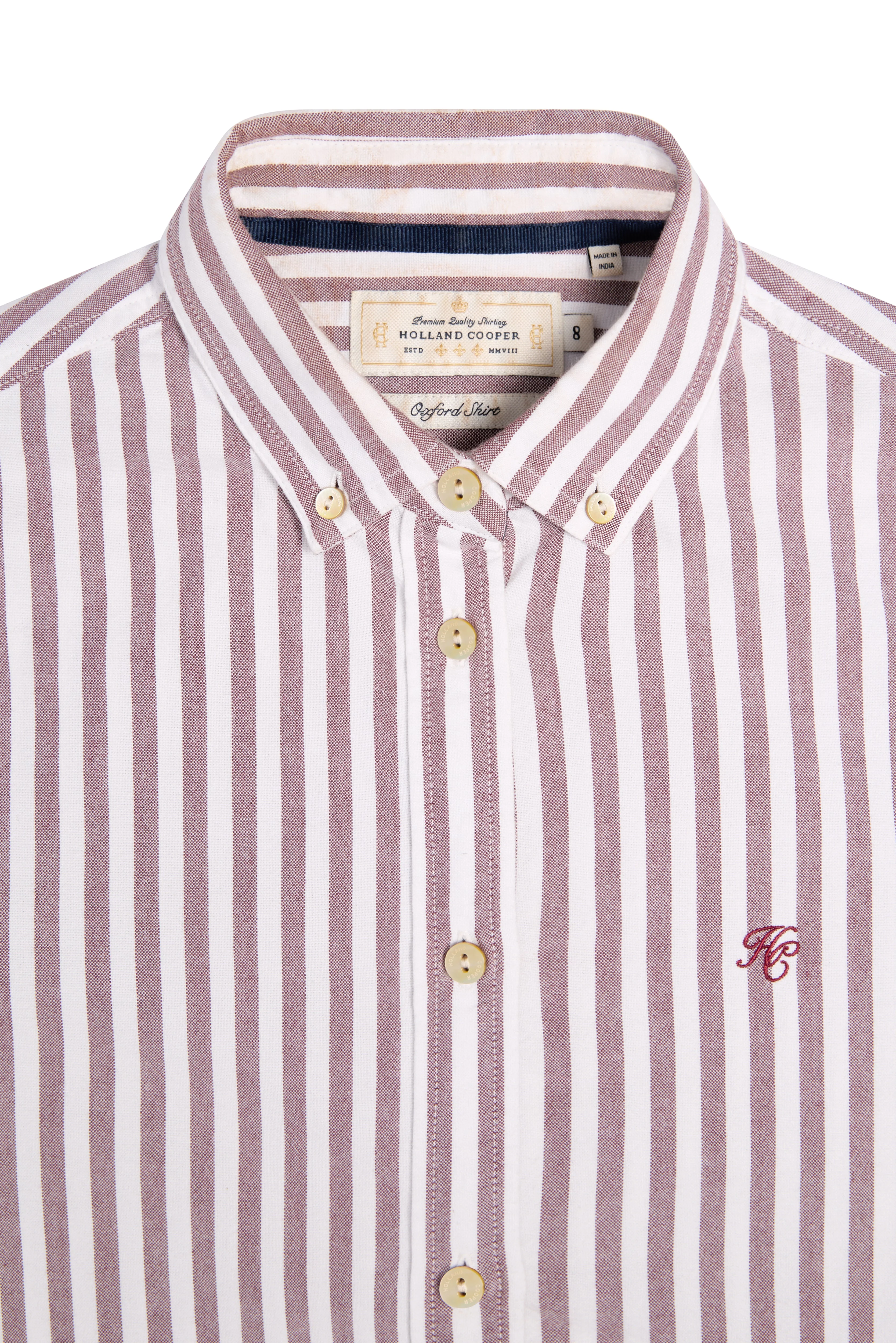 Oxford Shirt (Burgundy Stripe) - Image 8